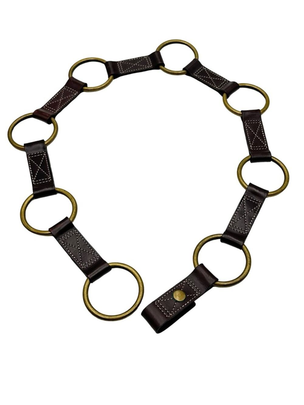 BANANA REPUBLIC women's Leather Ring Link Belt - Dark Brown - MEDIUM 39" long